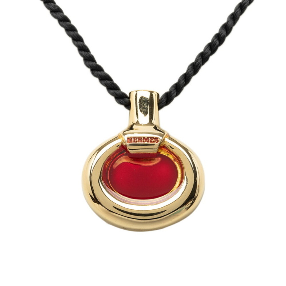 Hermes PURFUM perfume motif necklace pendant top, gold and red plated, for wo...